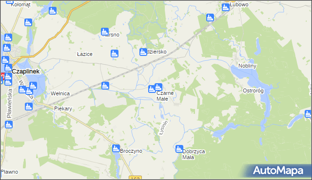 mapa Czarne Małe gmina Czaplinek, Czarne Małe gmina Czaplinek na mapie Targeo