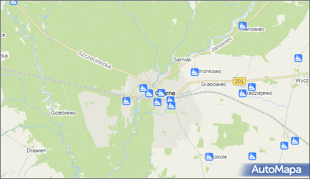 mapa Czarne powiat człuchowski, Czarne powiat człuchowski na mapie Targeo