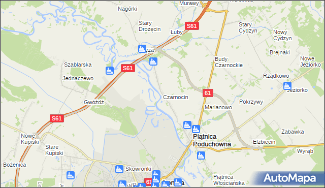 mapa Czarnocin gmina Piątnica, Czarnocin gmina Piątnica na mapie Targeo