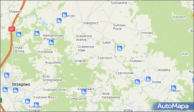 mapa Czarnocin gmina Strzegowo, Czarnocin gmina Strzegowo na mapie Targeo