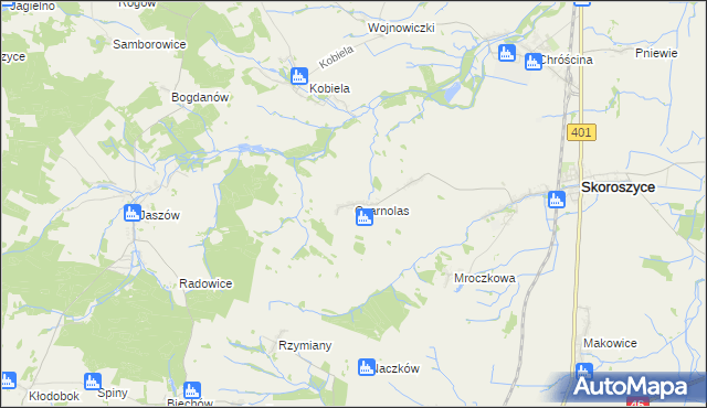 mapa Czarnolas gmina Skoroszyce, Czarnolas gmina Skoroszyce na mapie Targeo