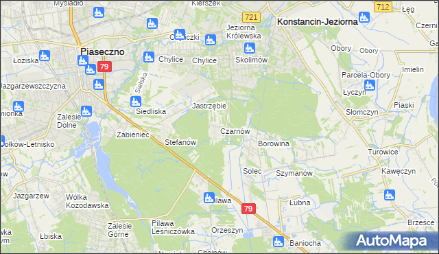 mapa Czarnów gmina Konstancin-Jeziorna, Czarnów gmina Konstancin-Jeziorna na mapie Targeo