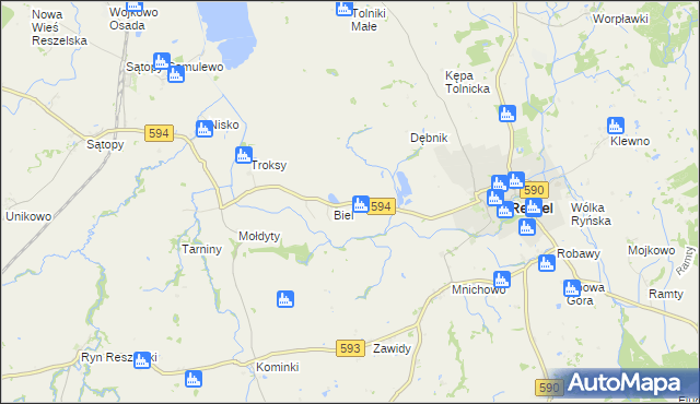 mapa Czarnowiec gmina Reszel, Czarnowiec gmina Reszel na mapie Targeo