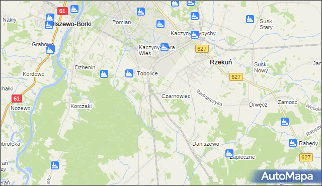 mapa Czarnowiec gmina Rzekuń, Czarnowiec gmina Rzekuń na mapie Targeo