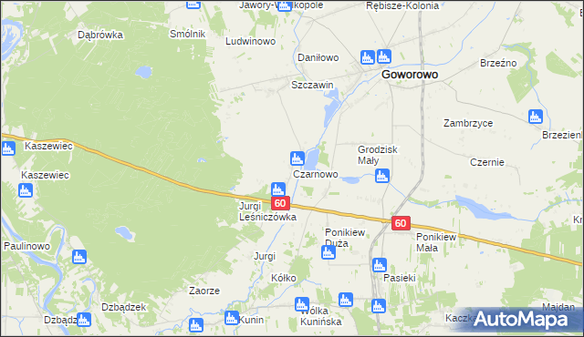 mapa Czarnowo gmina Goworowo, Czarnowo gmina Goworowo na mapie Targeo