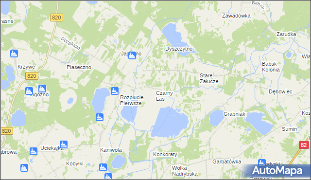 mapa Czarny Las gmina Ludwin, Czarny Las gmina Ludwin na mapie Targeo