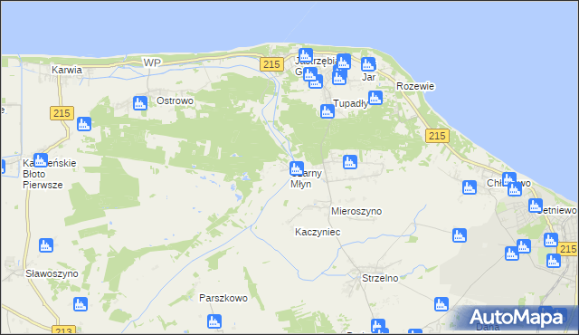 mapa Czarny Młyn gmina Puck, Czarny Młyn gmina Puck na mapie Targeo