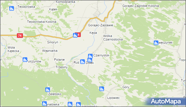 mapa Czarnystok gmina Radecznica, Czarnystok gmina Radecznica na mapie Targeo