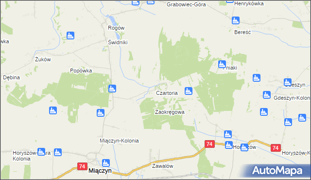 mapa Czartoria gmina Miączyn, Czartoria gmina Miączyn na mapie Targeo