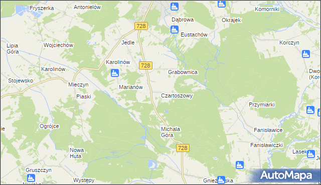mapa Czartoszowy, Czartoszowy na mapie Targeo