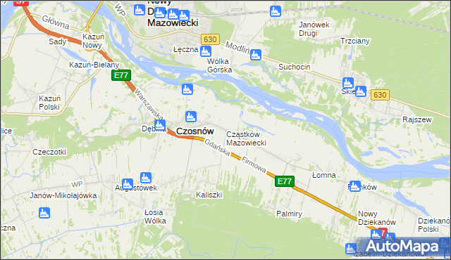 mapa Cząstków Mazowiecki, Cząstków Mazowiecki na mapie Targeo