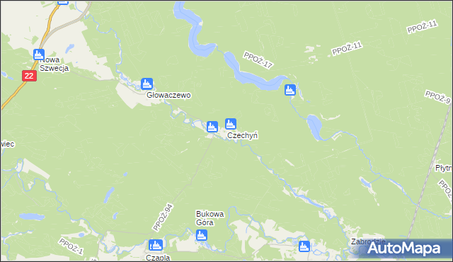 mapa Czechyń, Czechyń na mapie Targeo