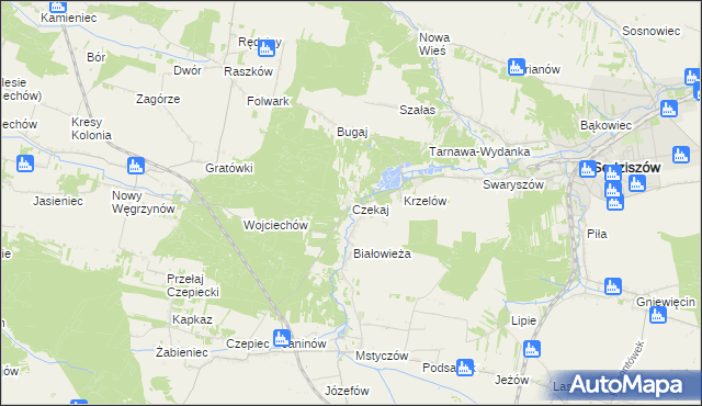 mapa Czekaj gmina Sędziszów, Czekaj gmina Sędziszów na mapie Targeo