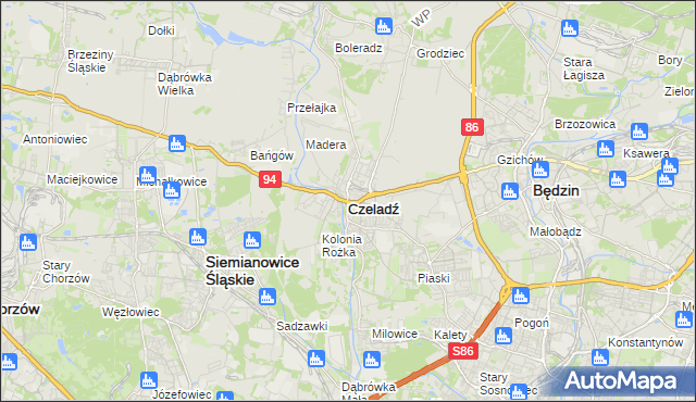 mapa Czeladź, Czeladź na mapie Targeo