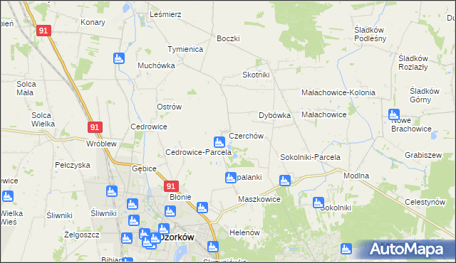 mapa Czerchów, Czerchów na mapie Targeo