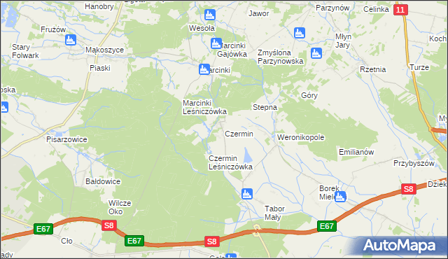 mapa Czermin gmina Bralin, Czermin gmina Bralin na mapie Targeo