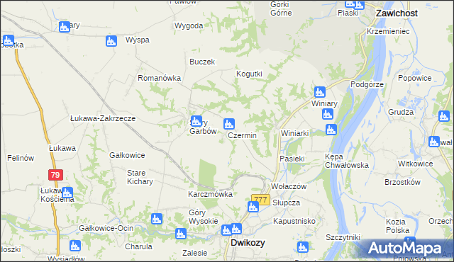 mapa Czermin gmina Dwikozy, Czermin gmina Dwikozy na mapie Targeo