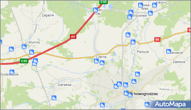 mapa Czerna gmina Nowogrodziec, Czerna gmina Nowogrodziec na mapie Targeo