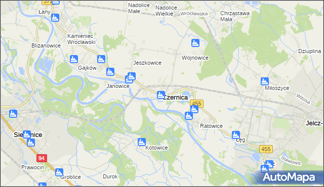 mapa Czernica powiat wrocławski, Czernica powiat wrocławski na mapie Targeo