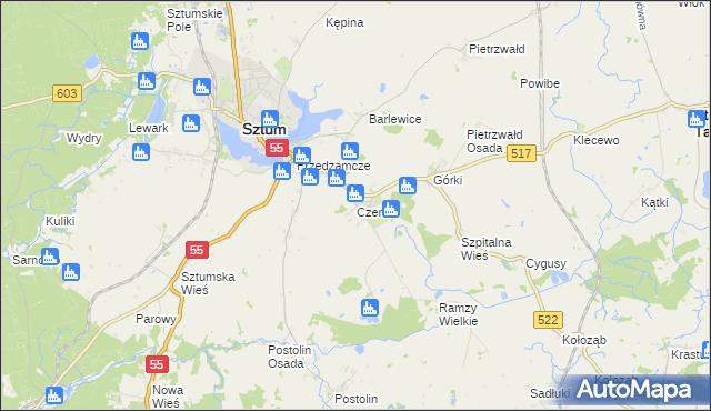 mapa Czernin gmina Sztum, Czernin gmina Sztum na mapie Targeo