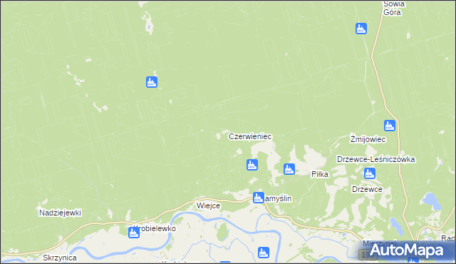 mapa Czerwieniec gmina Skwierzyna, Czerwieniec gmina Skwierzyna na mapie Targeo