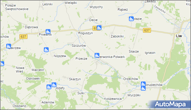 mapa Czerwonka-Folwark, Czerwonka-Folwark na mapie Targeo