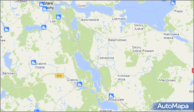 mapa Czerwonka gmina Stare Juchy, Czerwonka gmina Stare Juchy na mapie Targeo