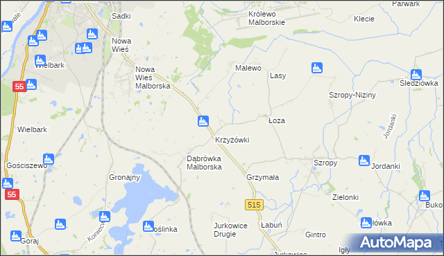 mapa Czerwony Dwór gmina Stary Targ, Czerwony Dwór gmina Stary Targ na mapie Targeo