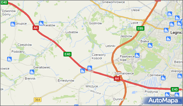 mapa Czerwony Kościół, Czerwony Kościół na mapie Targeo