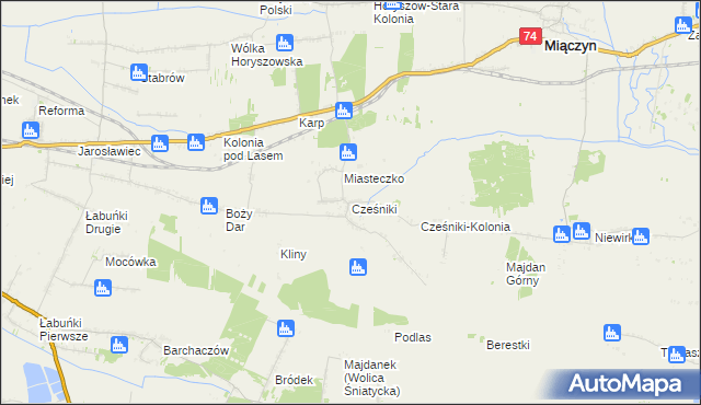 mapa Cześniki, Cześniki na mapie Targeo
