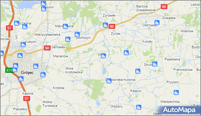 mapa Częstoniew, Częstoniew na mapie Targeo