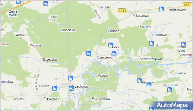 mapa Czeszewo gmina Miłosław, Czeszewo gmina Miłosław na mapie Targeo