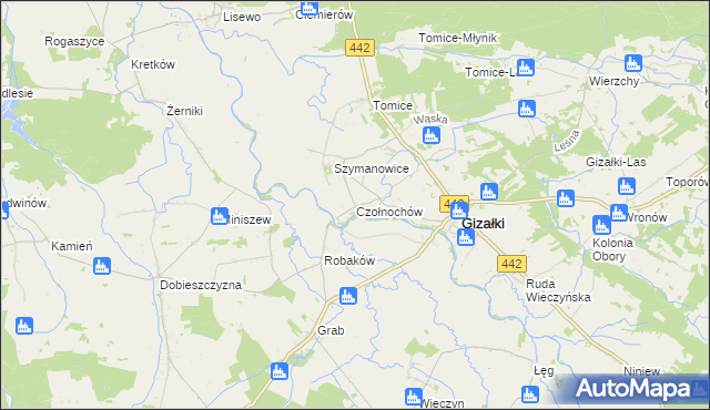mapa Czołnochów, Czołnochów na mapie Targeo