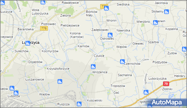 mapa Czulice, Czulice na mapie Targeo