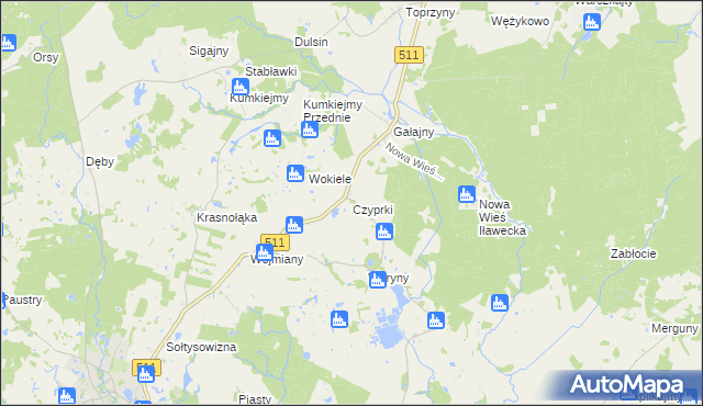 mapa Czyprki gmina Górowo Iławeckie, Czyprki gmina Górowo Iławeckie na mapie Targeo