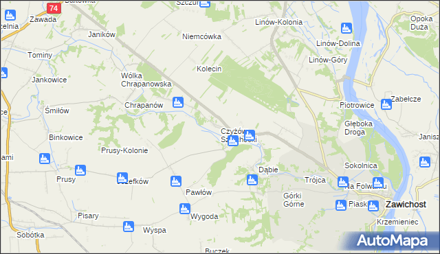 mapa Czyżów Szlachecki, Czyżów Szlachecki na mapie Targeo