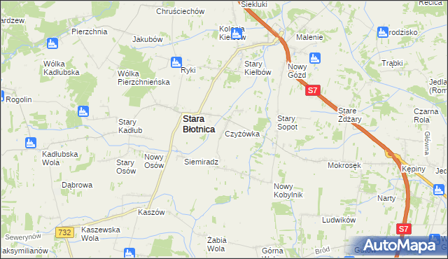 mapa Czyżówka gmina Stara Błotnica, Czyżówka gmina Stara Błotnica na mapie Targeo