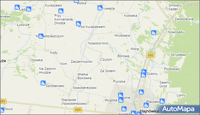 mapa Czyżyki, Czyżyki na mapie Targeo