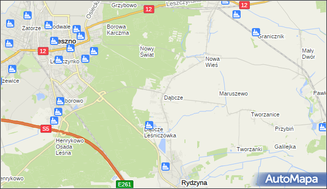 mapa Dąbcze, Dąbcze na mapie Targeo