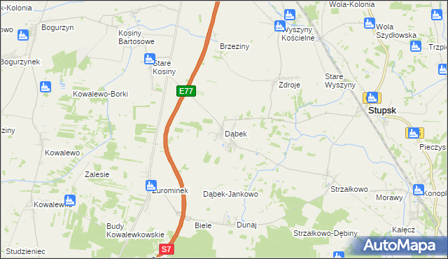 mapa Dąbek gmina Stupsk, Dąbek gmina Stupsk na mapie Targeo