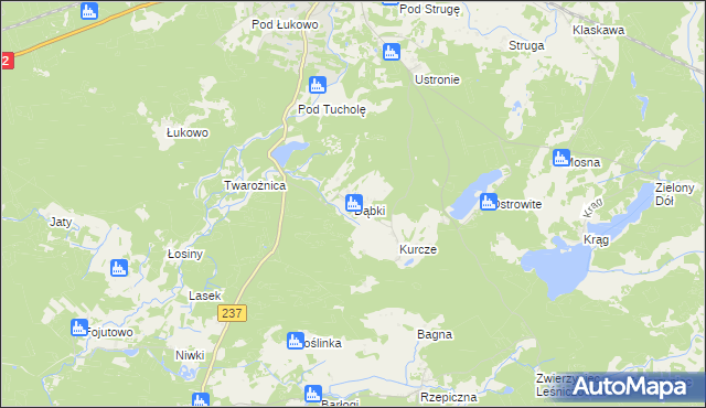 mapa Dąbki gmina Czersk, Dąbki gmina Czersk na mapie Targeo