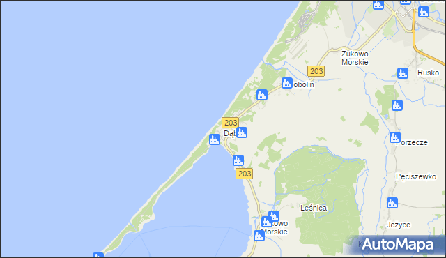 mapa Dąbki gmina Darłowo, Dąbki gmina Darłowo na mapie Targeo