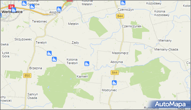 mapa Dąbrowa gmina Hrubieszów, Dąbrowa gmina Hrubieszów na mapie Targeo
