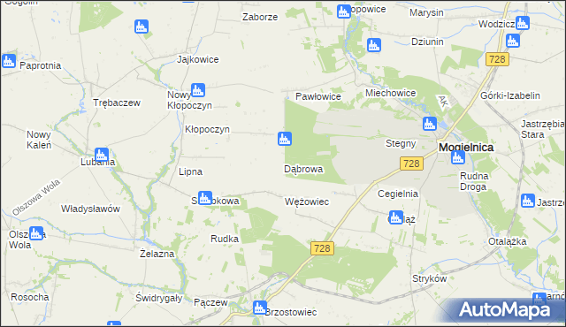 mapa Dąbrowa gmina Mogielnica, Dąbrowa gmina Mogielnica na mapie Targeo
