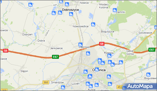 mapa Dąbrowa gmina Oleśnica, Dąbrowa gmina Oleśnica na mapie Targeo