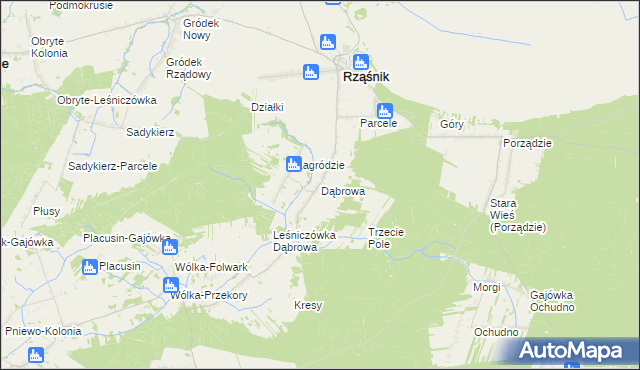 mapa Dąbrowa gmina Rząśnik, Dąbrowa gmina Rząśnik na mapie Targeo