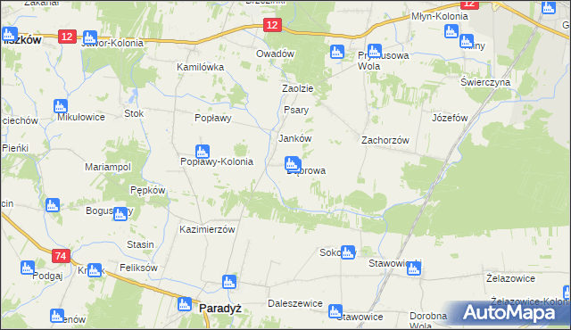 mapa Dąbrowa gmina Sławno, Dąbrowa gmina Sławno na mapie Targeo