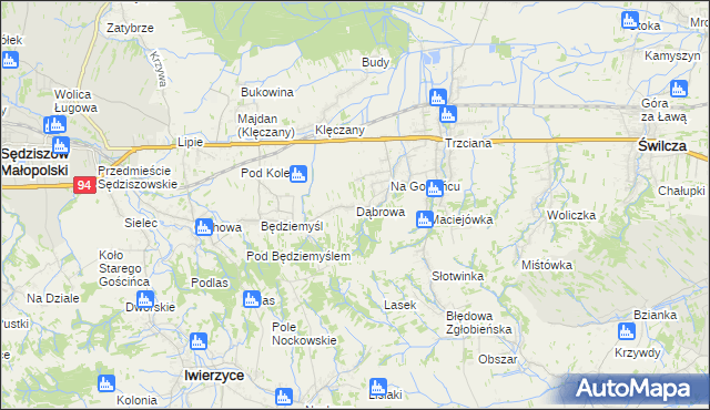 mapa Dąbrowa gmina Świlcza, Dąbrowa gmina Świlcza na mapie Targeo