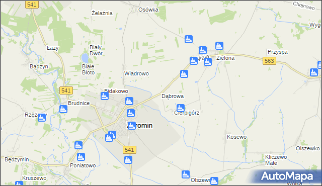 mapa Dąbrowa gmina Żuromin, Dąbrowa gmina Żuromin na mapie Targeo
