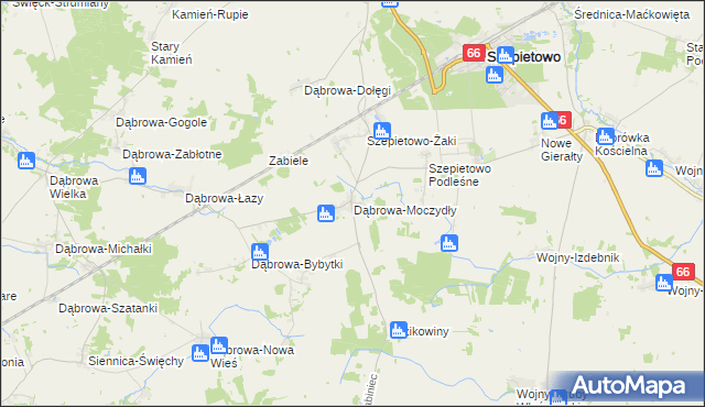 mapa Dąbrowa-Moczydły, Dąbrowa-Moczydły na mapie Targeo